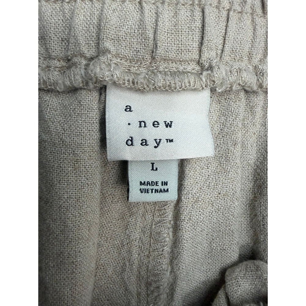 A New Day Linen Blend Wide Leg Pull On Pants Women's Large Beige - Picture 6 of 10